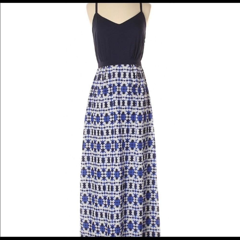 J.Crew navy and white abstract maxi dress
